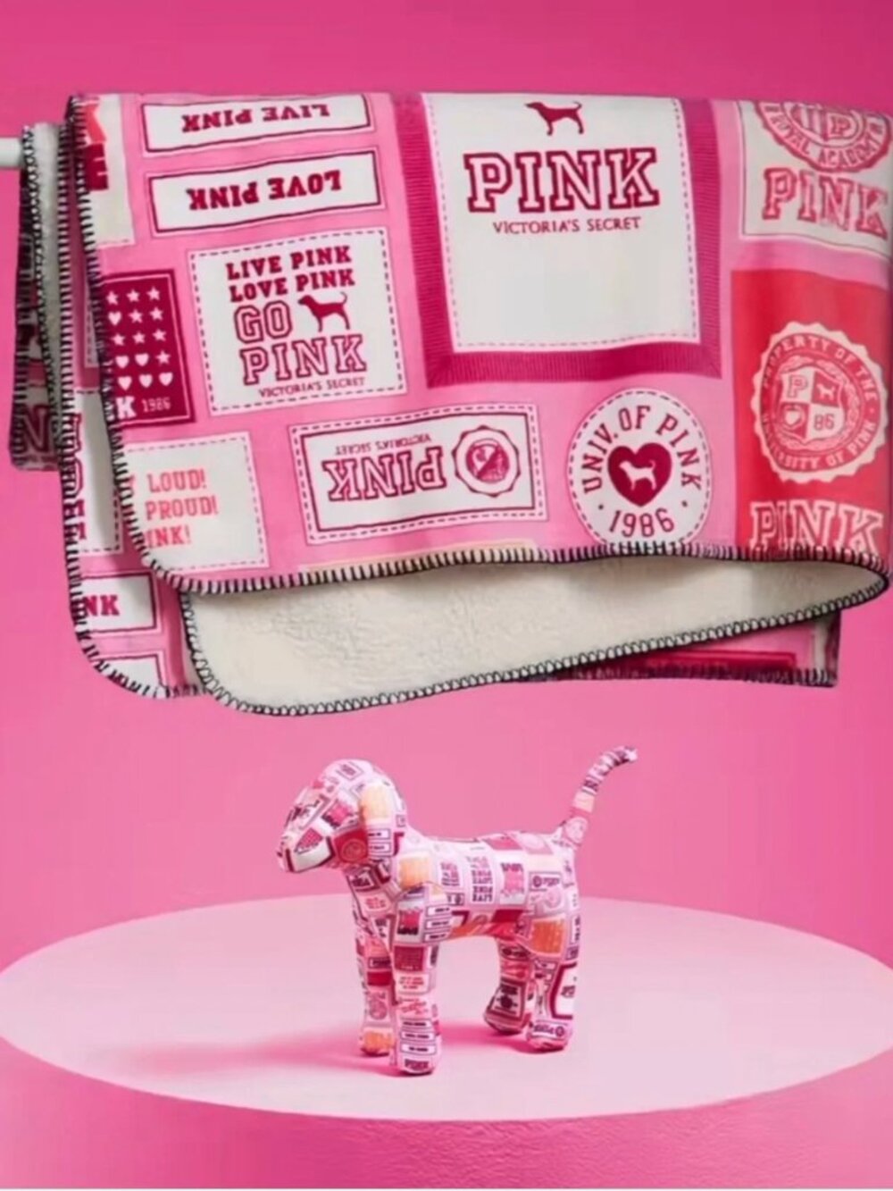 🎀PINK Victoria's Secret "Pink Friday" Fleece Blanket & Mystery Doggie - NWT
